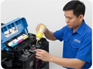 Kỹ thuật viên nạp mực màu