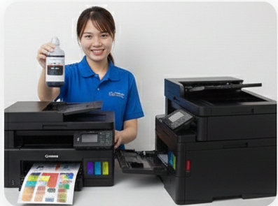 Nhân viên cầm mực in